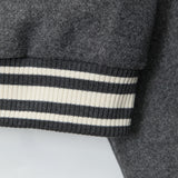 Women Jacket Lapel Baseball Uniform Coat Button Cardigan Jacket