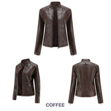 Red Leather Jacket Autumn and Winter Leisure Leather Motorcycle Jacket
