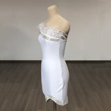 Women's Wedding Dress Feathered Dress Bandage Dress Summer Hip Skirt