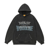 Men Hoodie Vintage Distressed Affixed Cloth Embroidered Couple Hooded Sweater