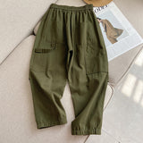 Women Sweatpants Overalls Loose Straight Wide-Leg Casual Retro Ankle-Tied Pants