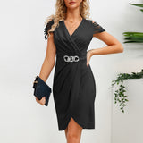 Women Date Dress V-neck Dress Summer Casual Short Dress