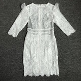 Women's Evening Dress round Neck Hollow Lace Slim-Fit Sheath Dress