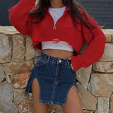 Women Dresses Summer Casual Slim Fit Skirt Sexy Slit Denim Skirt