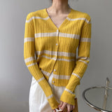 Women Cardigan Sweater Autumn Knitted Cardigan Long Sleeve Sweater Cardigan Top 8t7199