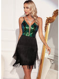 Women Evening Gown Sexy Retro Sequins Dress