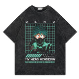 Washed retro T-shirt graphic casual cotton short sleeves