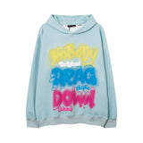 Men Hoodie Retro Style Distressed Dopamine Letter Graffiti Hooded Sweater