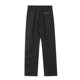 Men Sweatpants Zipper Slit Casual Pants Summer Stitching Elastic Waist Straight-Leg Trousers