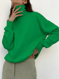 Ladies Leisure Knitwear Long Sleeve Turtleneck Sweater Casual Solid Color Autumn Winter Sweater