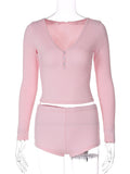 Women Co-Ord Set Casual Yoga Two-Piece V-neck Shorts Suit