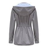 Women Trench Coat Autumn and Winter Detachable Hat Windbreaker Raincoat