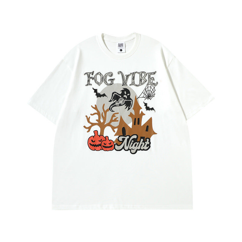 Men T Shirt Demon Cartoon Print Distressed Short Sleeve T-shirt