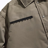 Unisex Winter Cotton Coat Three-Dimensional Pocket Decoration Lapel Cotton-Padded Coat Retro Workwear Shirt Cotton-Padded Jacket