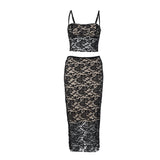 Women Co-Ord Set Spring Sexy Lace Sling Sheath Suit