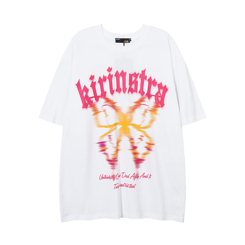 Men T Shirt Summer Butterfly Graffiti Printing Short Sleeve T-shirt