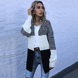 Women Knitted Sweater Fall/Winter Long Sleeve Color Matching Loose Casual Women's Cardigan Sweater Coat