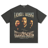 Mens Vintage Football T-Shirt BC Macy vintage print short-sleeved T-shirt washed and old