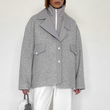 Women Trench Coat Gray Woolen Coat Autumn and Winter Suit