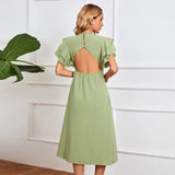 Women Dress Spring/Summer V-neck Sexy Backless Long Dress