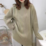 Women Knitted Pullover Turtleneck Autumn and Winter Loose Knitwear Top