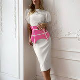 Women Dress round Neck Puff Sleeve Hip Skirt White Short Sleeve Dress