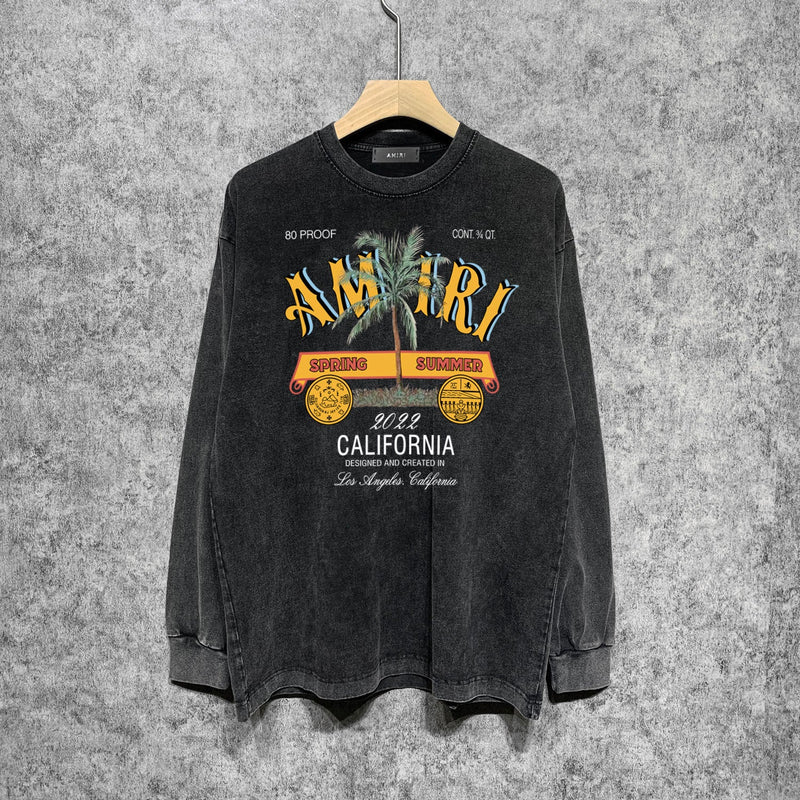 Amiri Long-Sleeve Shirt Coconut Tree Printing Personality Trend