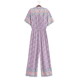 Women Pants Spring and Summer Short Sleeve One-Piece Trousers Wide Tube Jumpsuit