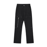 Men Sweatpants Rivet Zipper Casual Pants Straight-Leg Pants Trousers