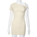 Women Dresses Summer Short Sleeve Solid Color Slim Fit Sexy Sheath Dress (Bla0420)