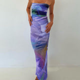 Women Dresses Summer Printing Slim Fit Backless Dress
