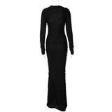 Women Dresses Fall Slim Fit round-Neck Long-Sleeved Dress