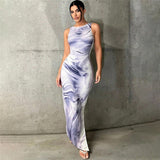 Women Dresses Autumn and Winter 3D Printed Sleeveless Slim Fit Pullover Dress (Bla0420)