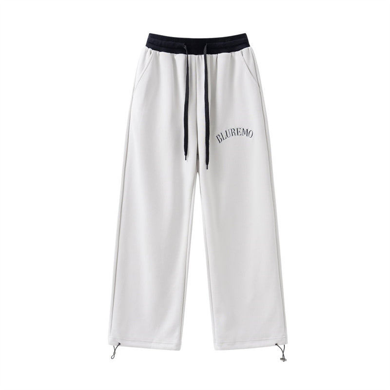 Men Sweatpants Letter Embroidery Casual Straight Trousers Loose Sports Drawstring Ankle-Tied Sweatpants