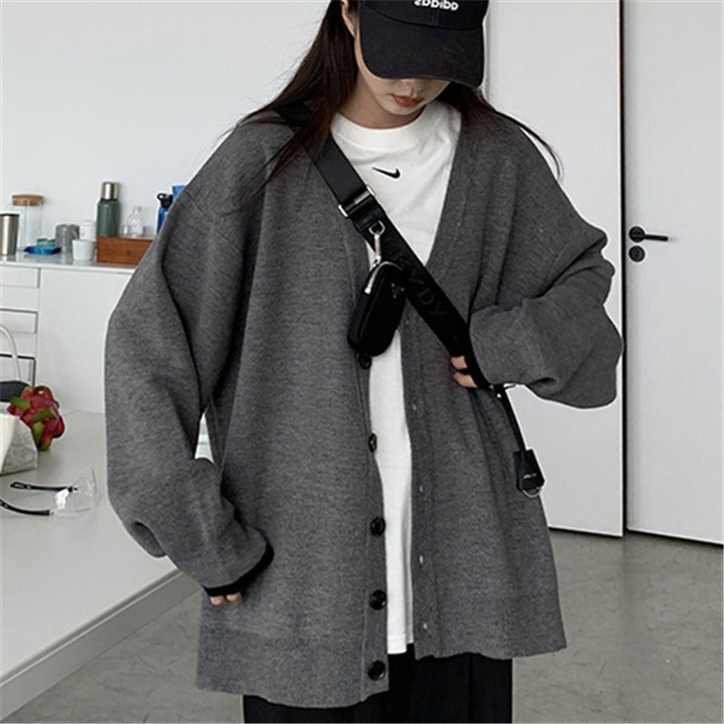 Women Knitted Cardigan Vintage Sweater Women's Coat Autumn and Winter Simplicity Casual Knitted Cardigan