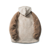 Unisex Winter Cotton Coat Letter Embroidered Hooded Cotton Coat Vintage Loose Cotton Coat