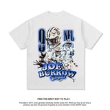 Mens Vintage baseball T-Shirt Jobro football vintage print short-sleeved T-shirt washed loose top