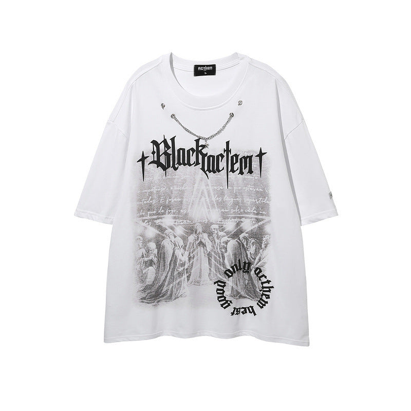 Men T Shirt Retro Short Sleeve T-shirt Men and Women Half Sleeve T-shirt
