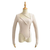Women Sweater Knitwear Autumn Lace-up Irregular Bottoming Shirt Long Sleeve T-shirt