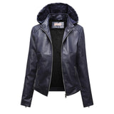 Red Leather Jacket Fleece-Lined Leather Jacket Women's Detachable Large Size Leather Coat