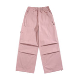 Men Sweatpants Velcro Pocket Wide-Leg Overalls Loose Casual Pants Trousers