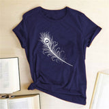 Woman Aesthetic Clothes Vintage Feather Print Women's T Shirt