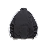 Unisex Jacket Vintage V Contrast Color Stand-up Collar Sports Jacket Men's and Women's Coats