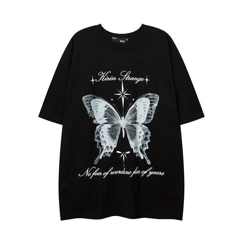 Men T Shirt Butterfly Print Short Sleeve T-shirt