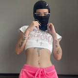 Women T-shirt Spring/Summer Letters Rhinestone Navel Slim-Fit Short-Sleeved T-shirt