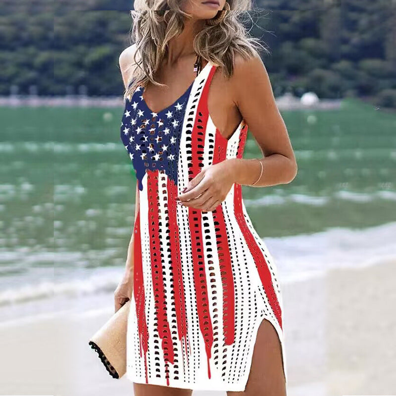 Women Knit Beach Cover Knitted Hollow Vest Blouse