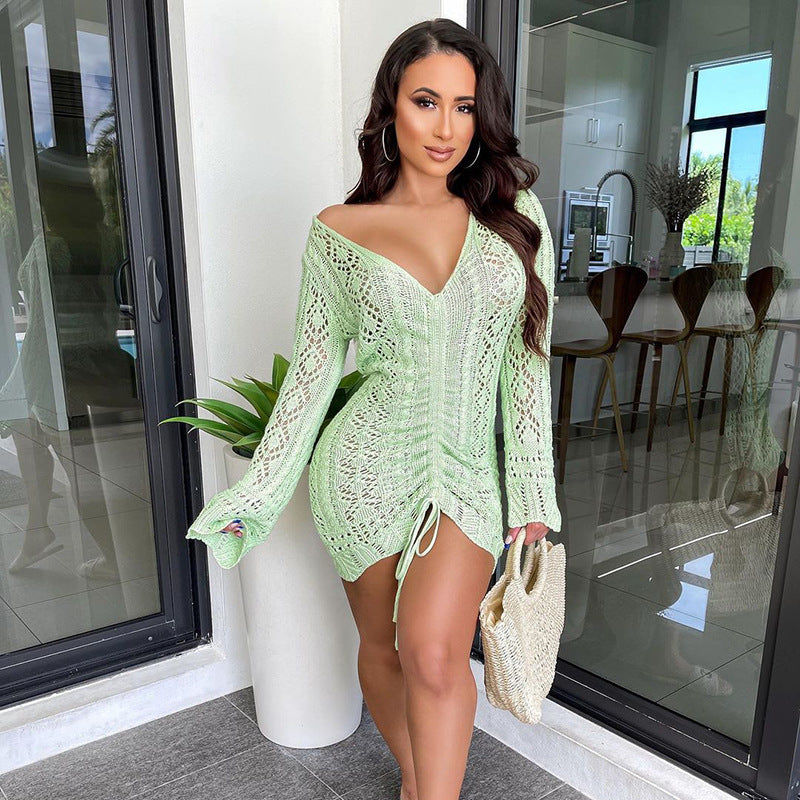 Women Dresses Autumn Knitted Pleated Dress