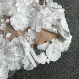 Women Evening Dress Elegant Lace Three-Dimensional Flower Sexy Dress Dress