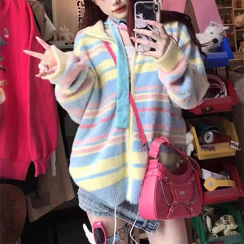 Women Knitwear Autumn and Winter Pattern Sweater Coat Knitted Cardigan