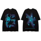 Men T Shirt Hip Hop Heart Graffiti Necklace Short Sleeve T-shirt